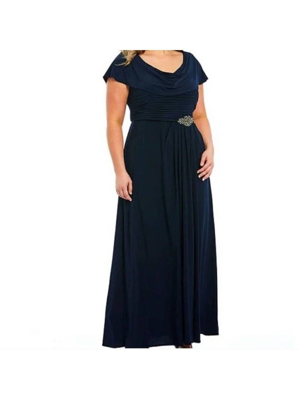 NWOT Alex Evenings Maxi A Line Pleated Bodice Dress Sz 24W